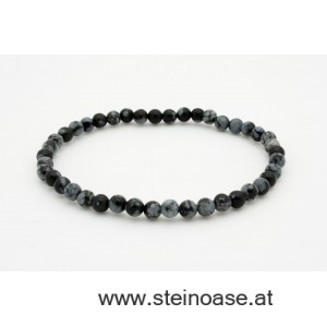 Armband Schneeflocken-Obsidian 4mm